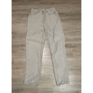 VTG Gap Womens 100% Linen Chino Pants Size 8 Beige Hi Rise Crop Trousers Y2K